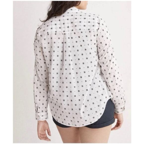 Maeve X Anthropologie White Embroidered Button Front Lightweight Shirt Size 10 - Picture 6 of 15